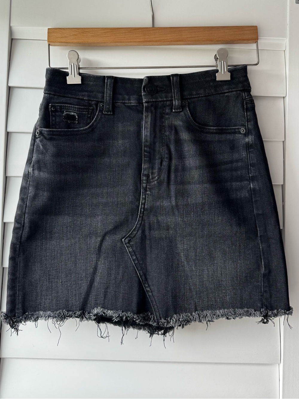 AE Black Stretch Jean Skirt